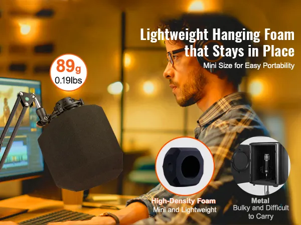 lightweight and portable VEVOR microphone isolation ball with high-density foam for audio recording.
