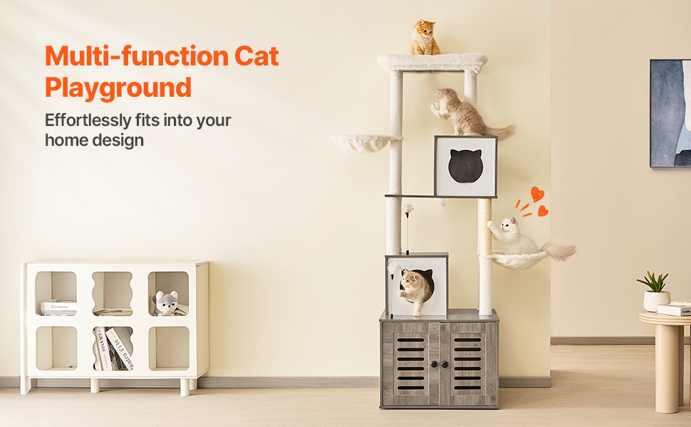 VEVOR Cat Tree for Large Cats with Litter Box – 72.83