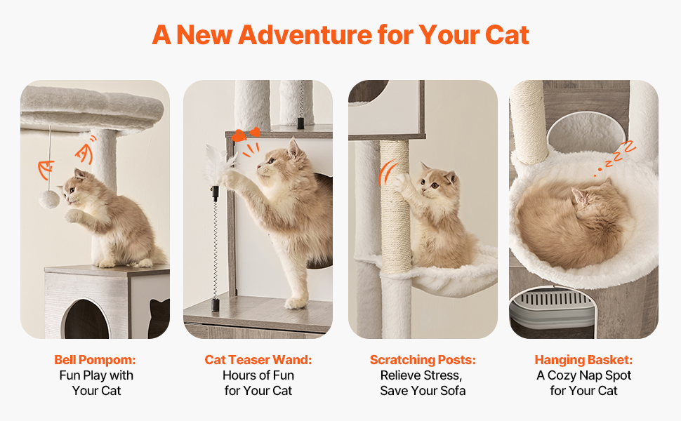 VEVOR Large Cat Tree with Litter Box Enclosure, 72.83 inches Tall