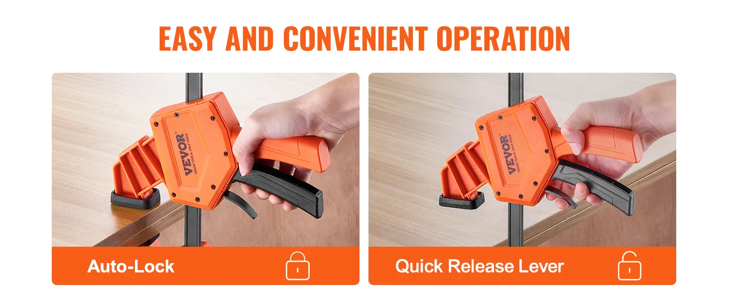 VEVOR bar clamps with auto-lock and quick release lever for easy and convenient operation.