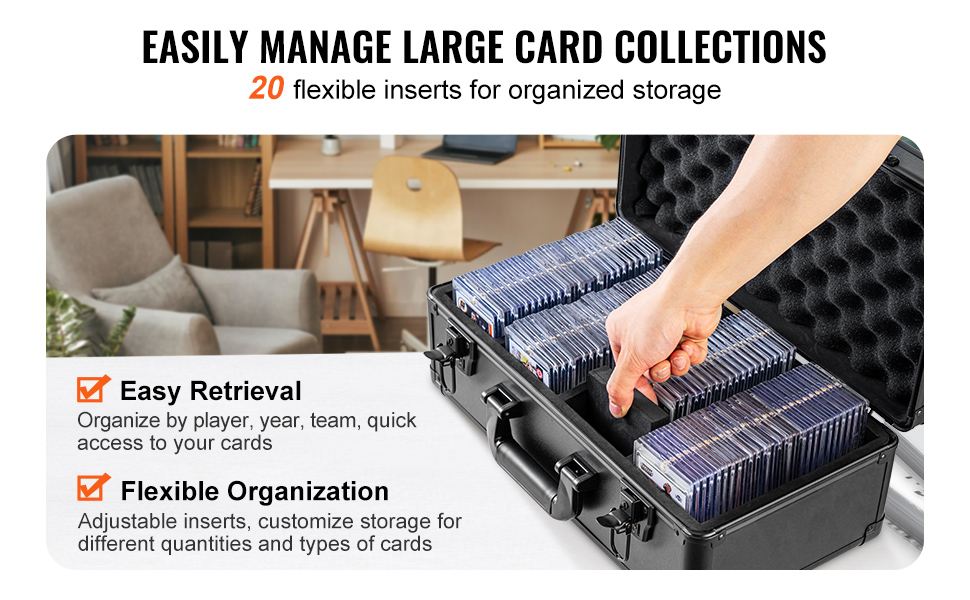 VEVOR Graded Card Storage Box, 4 Slots, Graded Sports Cards