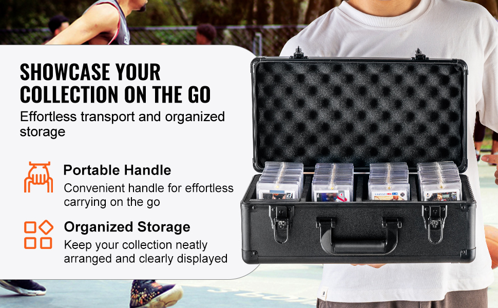 VEVOR Graded Card Storage Box, 4 Slots, Graded Sports Cards Holder