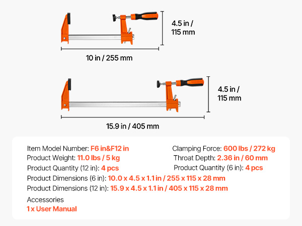 VEVOR Bar Clamps for Woodworking, 8-Pack, 6