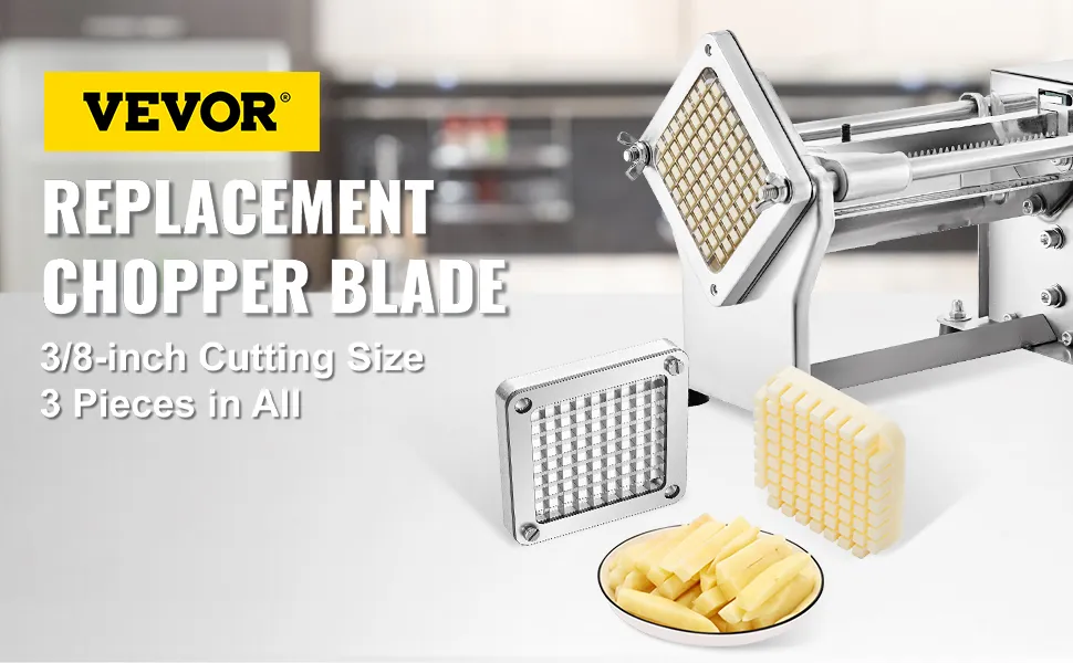Zestaw ostrzy do frytek VEVOR z wymiennym ostrzem siekającym, rozmiar cięcia 3/8 cala, zestaw 3 sztuk