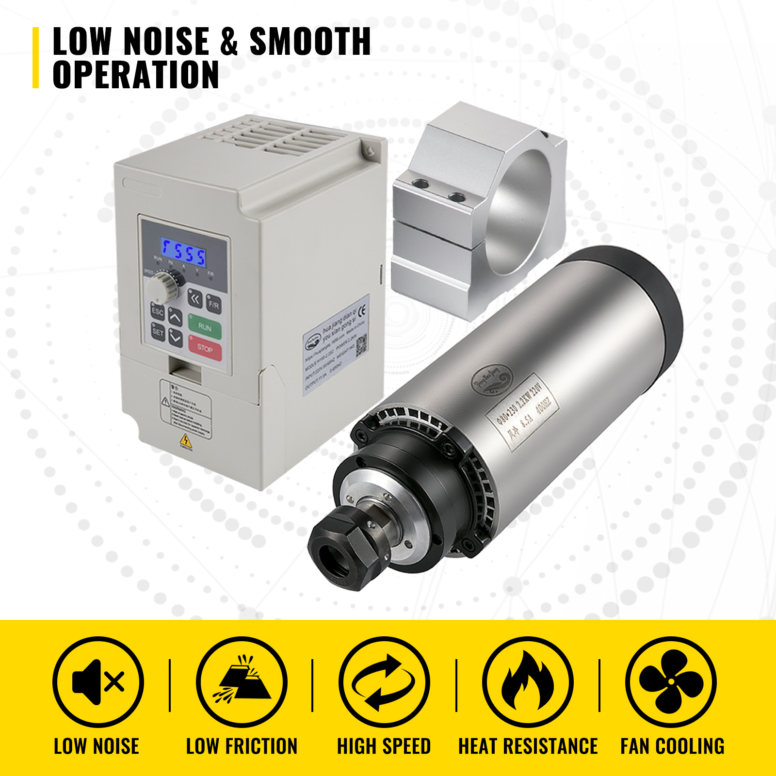 VEVOR CNC Spindle Motor Kits Air Cooled Spindle Motor 220V VFD 2.2