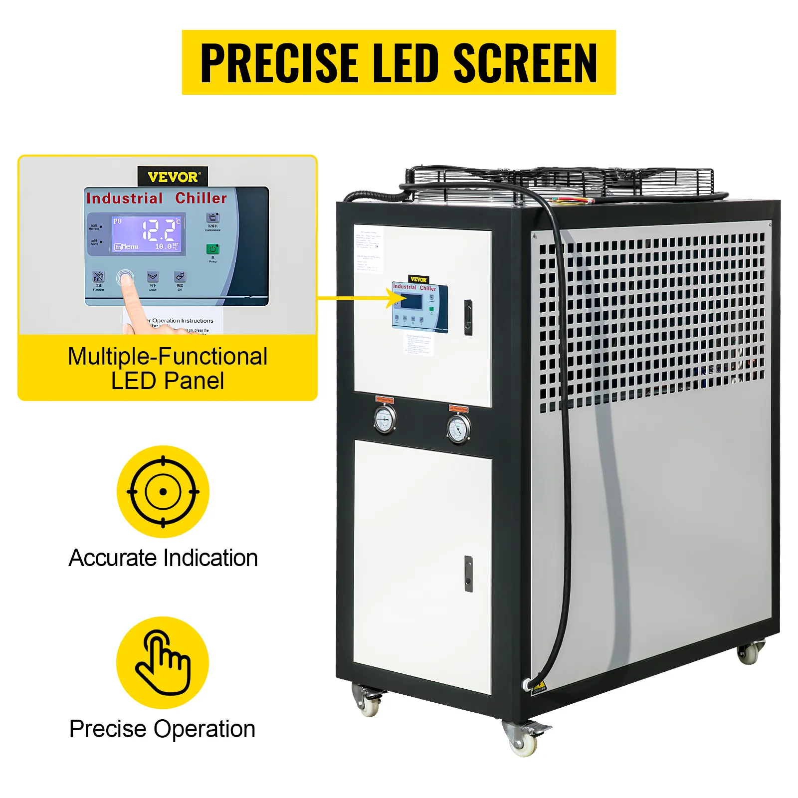 Enfriador de agua VEVOR con pantalla LED precisa y panel multifuncional para un control preciso