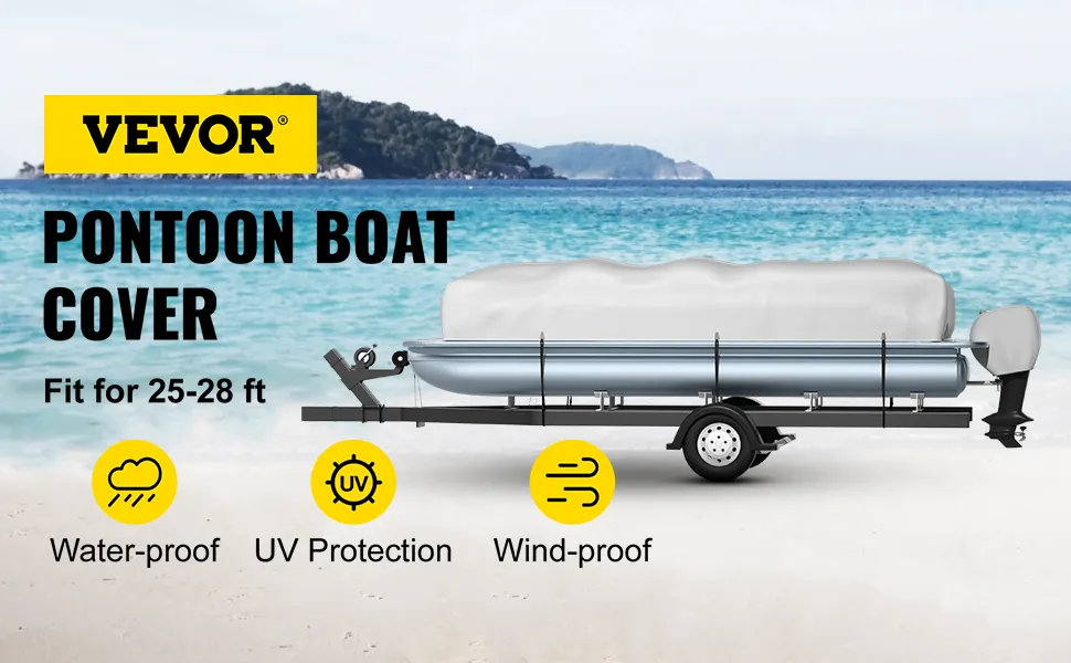 VEVOR pontonboothoes met uv-bescherming, waterbestendig en winddicht voor boten van 25-28 ft.