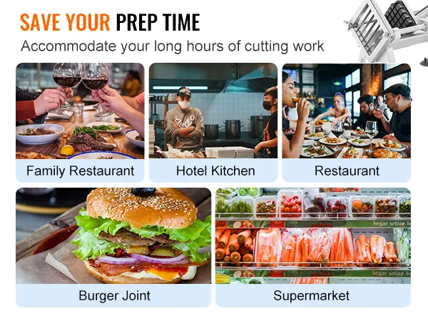 save prep time with VEVOR vegetable slicer; ideal for family restaurants, hotel kitchens, and supermarkets.