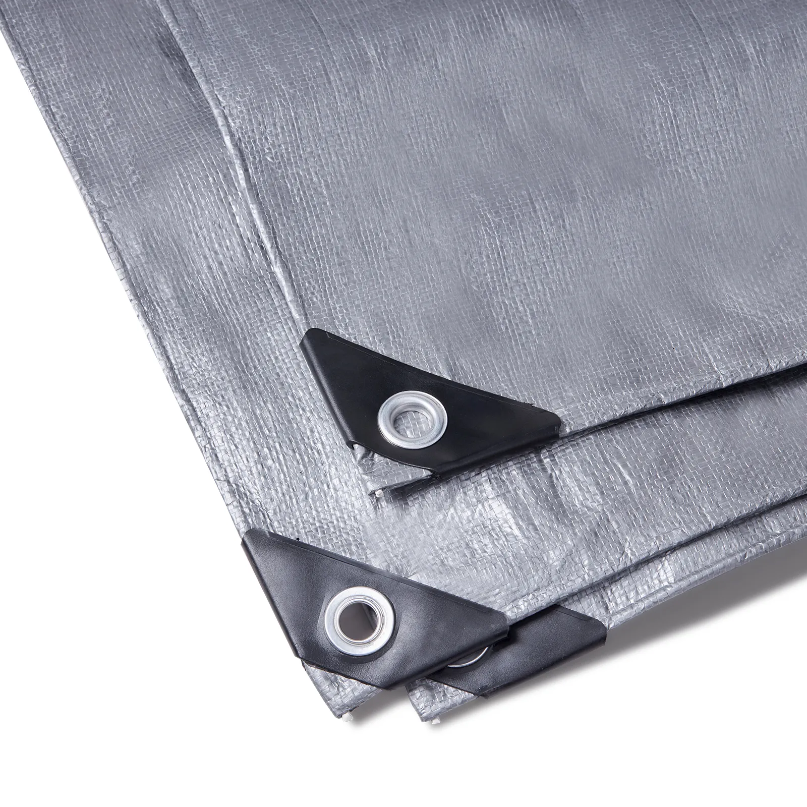 gray VEVOR tarp waterproof with metal grommets and reinforced corners.