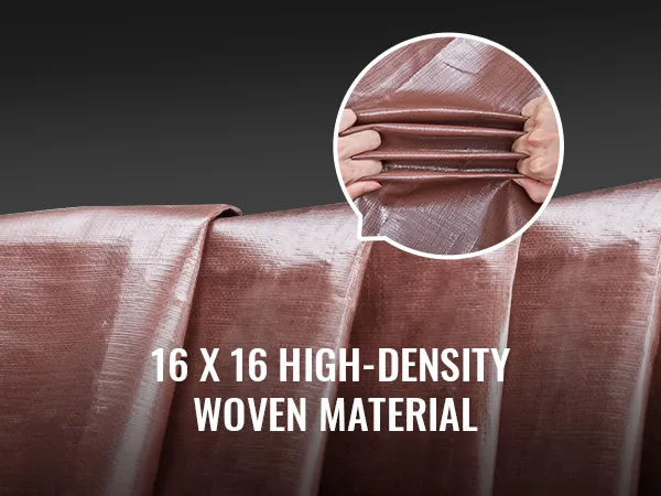 VEVOR waterproof tarp with 16x16 high-density woven material displaying durability and strength.