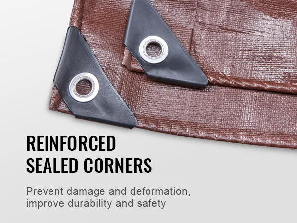 reinforced sealed corners of VEVOR extra thick waterproof tarp for added durability and safety.