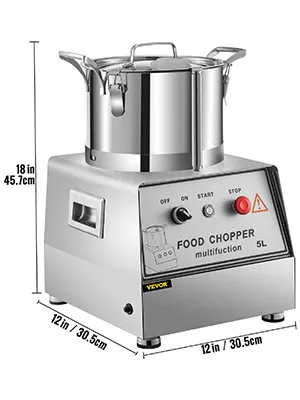 Procesador de alimentos VEVOR de acero inoxidable con capacidad de 5l y panel de control.