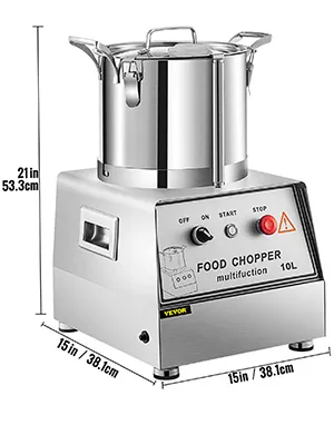 Procesador de alimentos comercial VEVOR de acero inoxidable con capacidad de 10l y panel de control.
