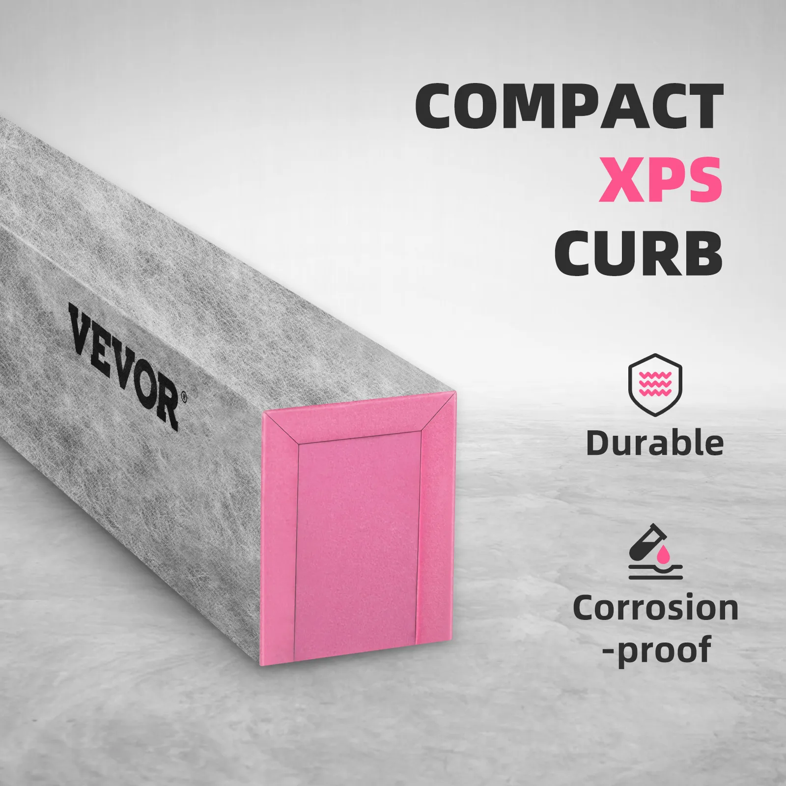 VEVOR shower curb, made of durable, corrosion-proof xps material in a compact, easy-to-install design.