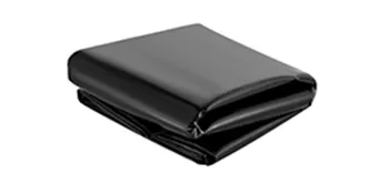 gevouwen VEVOR vijverfolie in de kleur zwart, netjes opgestapeld.