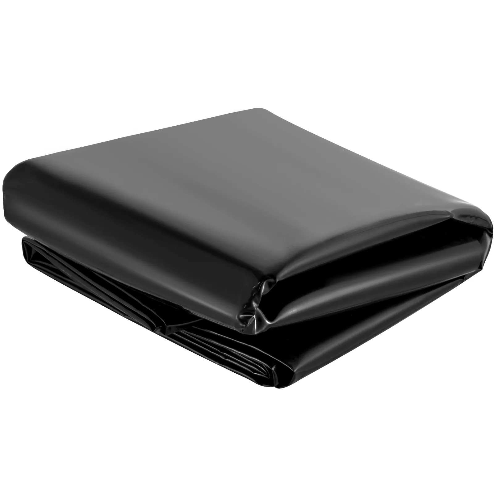 gevouwen zwarte VEVOR vijverfolie in onberispelijke staat.