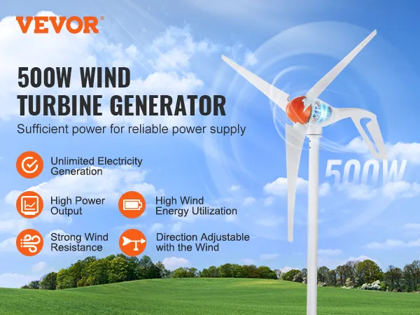 VEVOR Windturbinengenerator, 500 W, hohe Windenergieausnutzung, starker Widerstand, unbegrenzte Stromerzeugung.