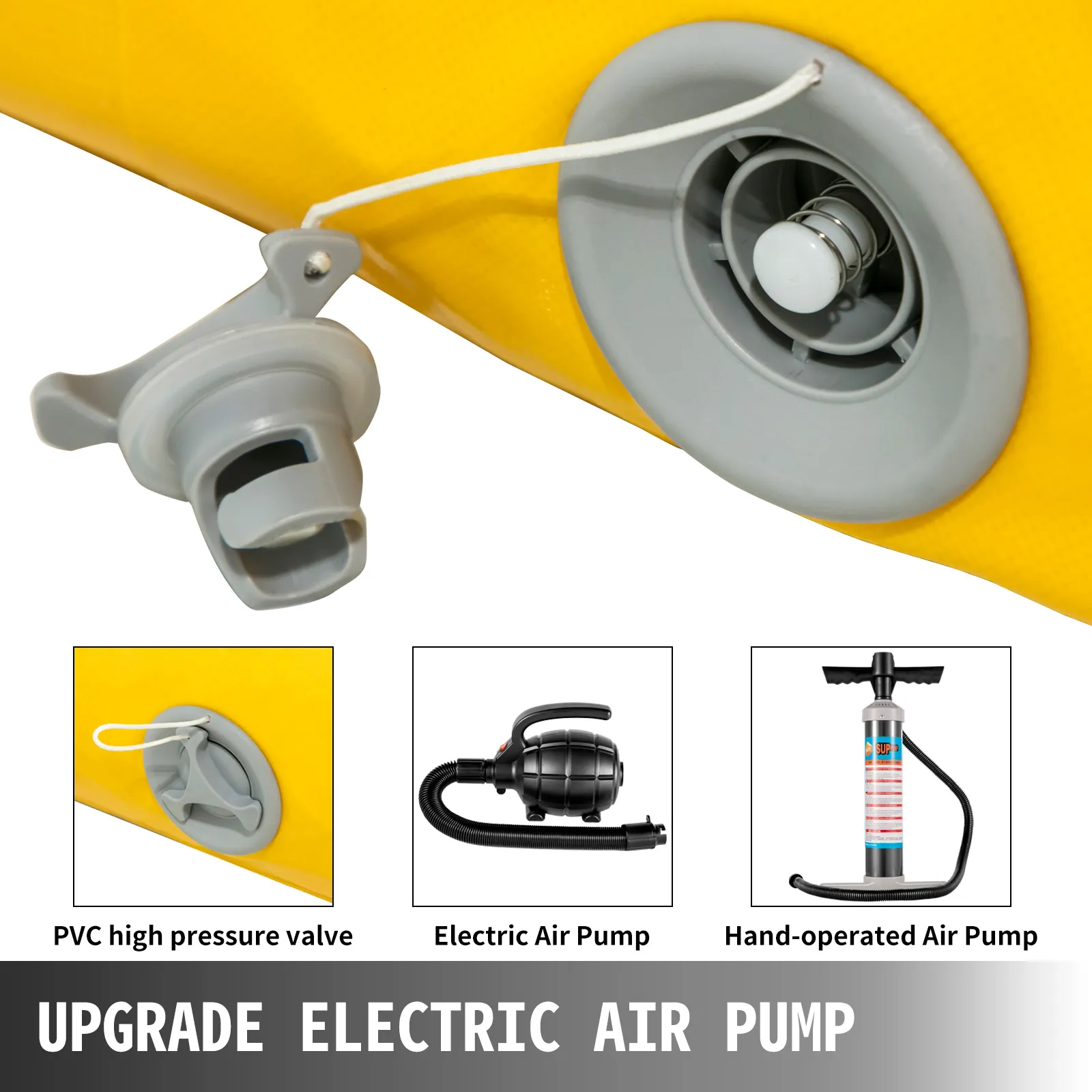 Muelle flotante inflable VEVOR con válvula de alta presión, bombas de aire eléctricas y manuales.