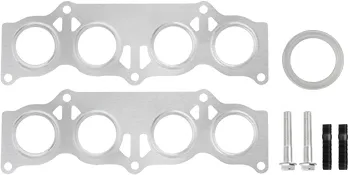 Se muestran juntas, pernos y accesorios del convertidor catalítico VEVOR para Toyota Camry.