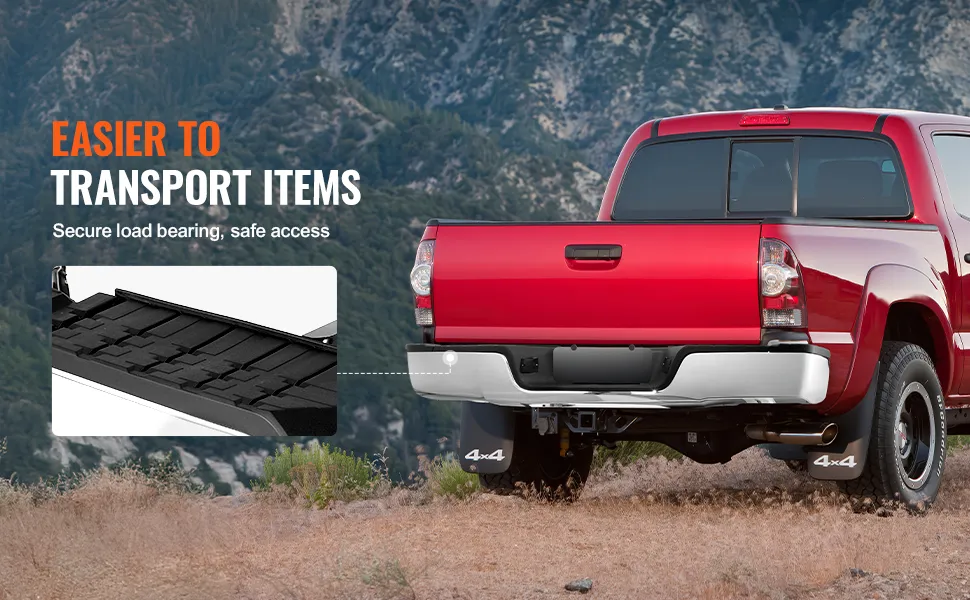 red truck with VEVOR tundra rear bumper, promoting easier item transport and secure load bearing.