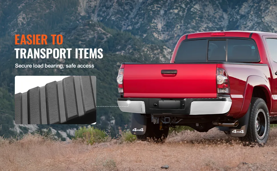 red ford truck with VEVOR rear step bumper for ford f250/f350 showcasing secure load bearing and safe access.
