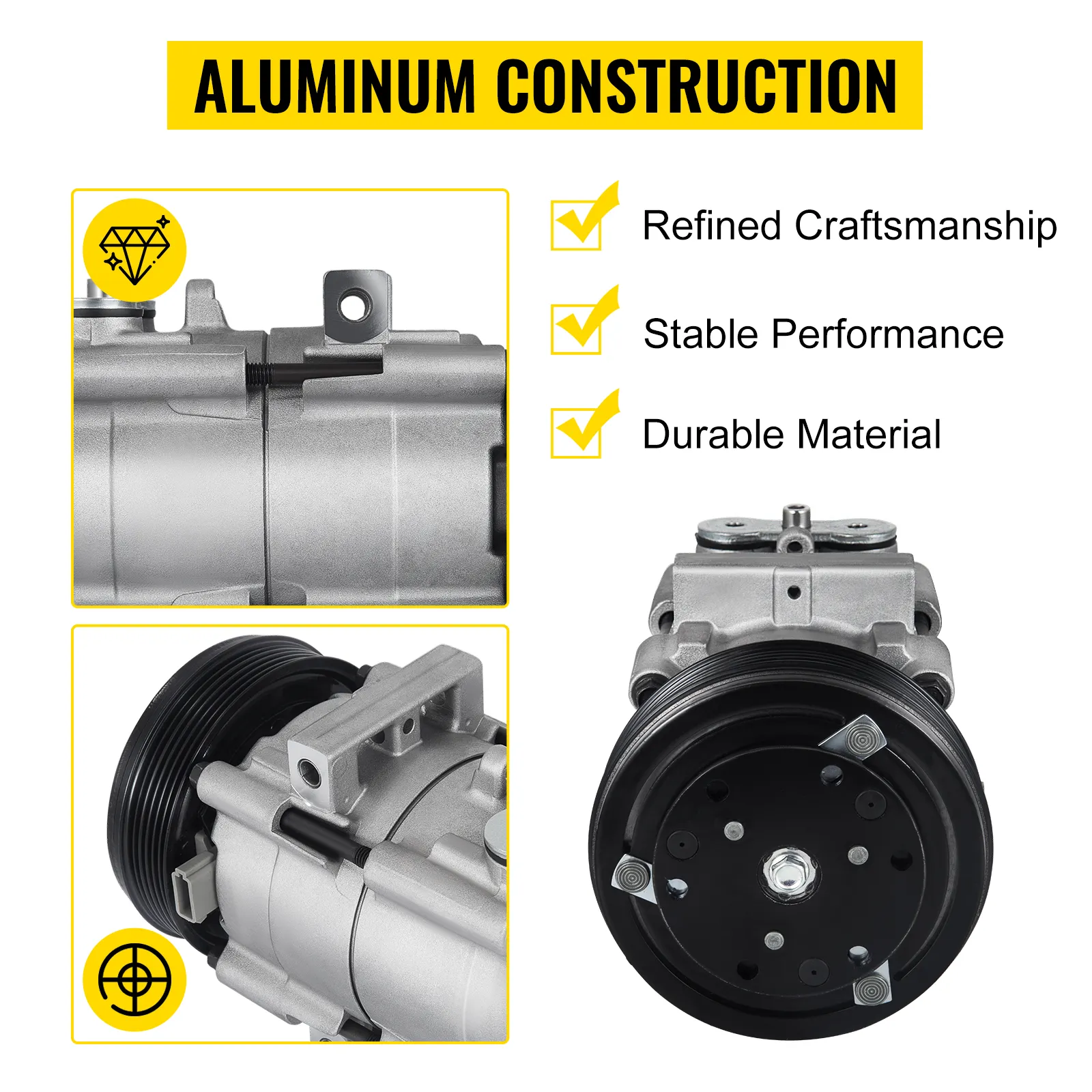 Compresor de aire acondicionado VEVOR para Ford F-150 con construcción de aluminio y artesanía refinada