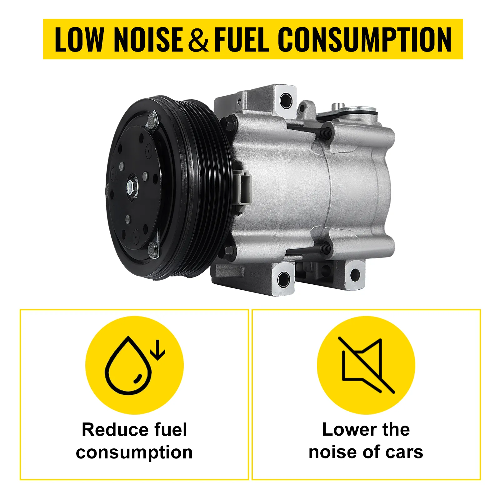El compresor de aire acondicionado VEVOR para Ford F-150 reduce el consumo de combustible y el ruido del automóvil.