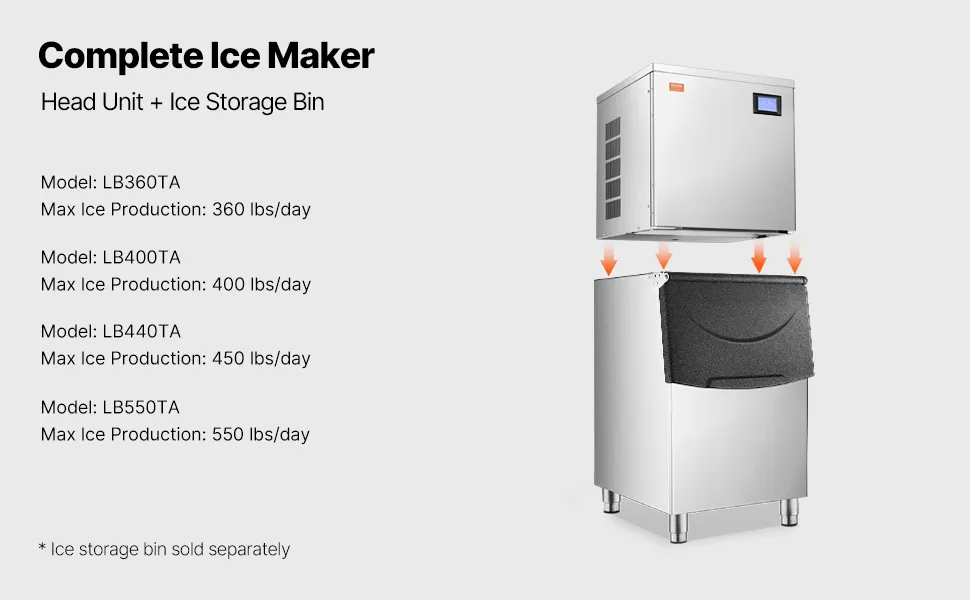 Commercial Ice Maker Storage Bin 250lbs Capacity Stainless Steel Ice Storage Bin