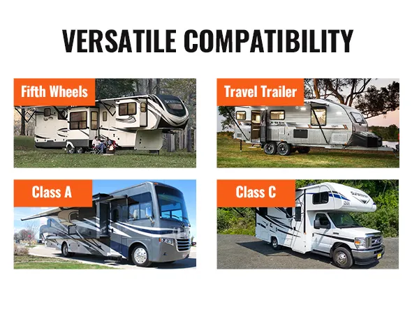 compatibilità versatile dei cuscinetti livellanti per camper VEVOR per ralle, roulotte, camper di classe A e di classe C.