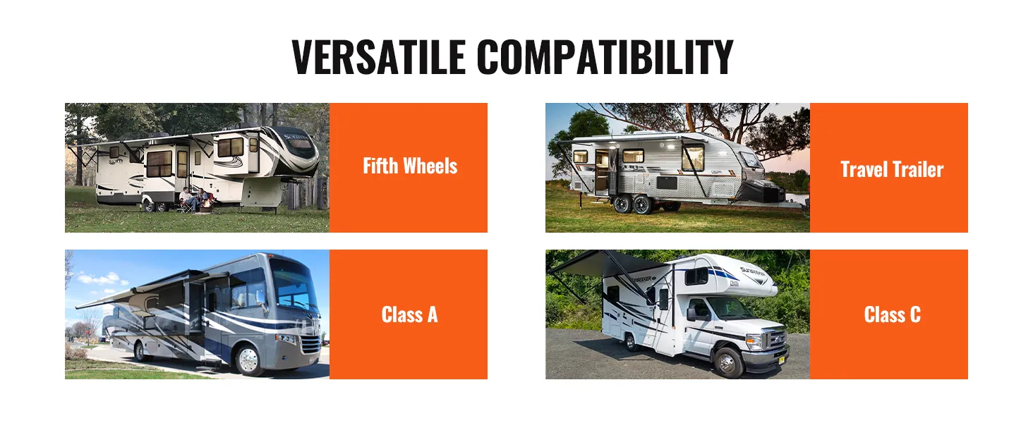 compatibilità versatile dei cuscinetti livellanti per camper VEVOR per ralle, roulotte, camper di classe A e di classe C.