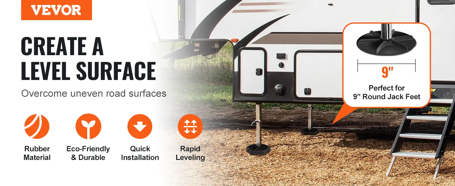 VEVOR rv leveling pads: create a level surface quickly with eco-friendly, durable rubber material.