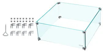 VEVOR fire pit wind guard with assembly hardware and fasteners.