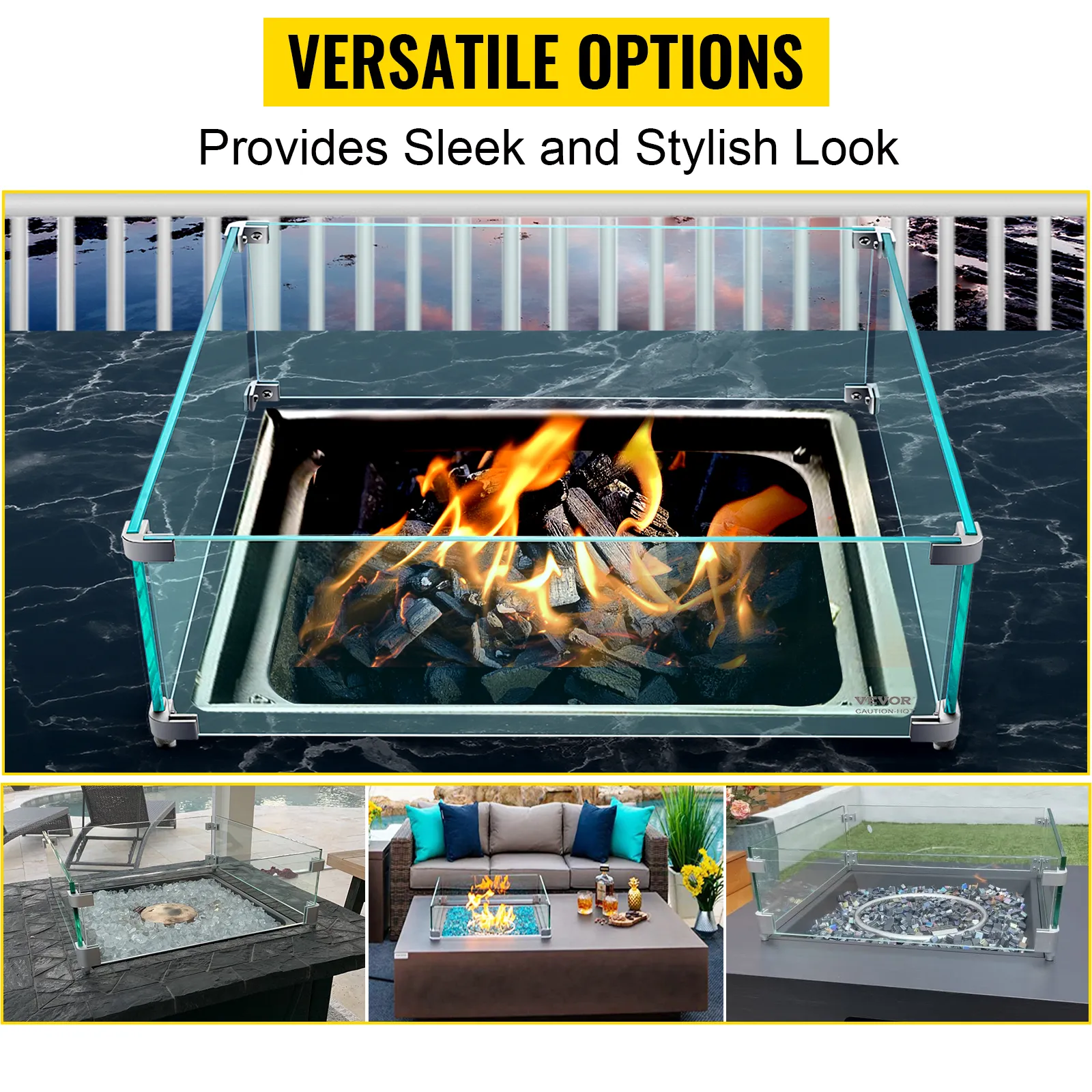 VEVOR fire pit wind guard showcasing sleek and stylish fire pit protection.