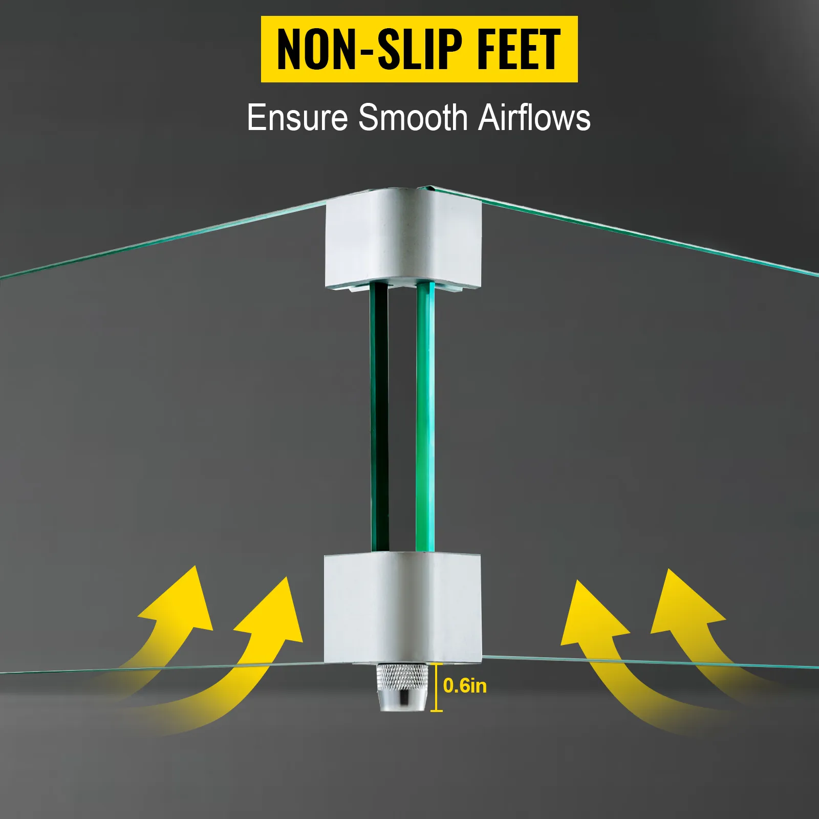 VEVOR fire pit wind guard with non-slip feet ensures smooth airflows.
