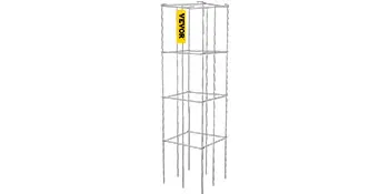 VEVOR tomato cages with four-tier metal structure in white.