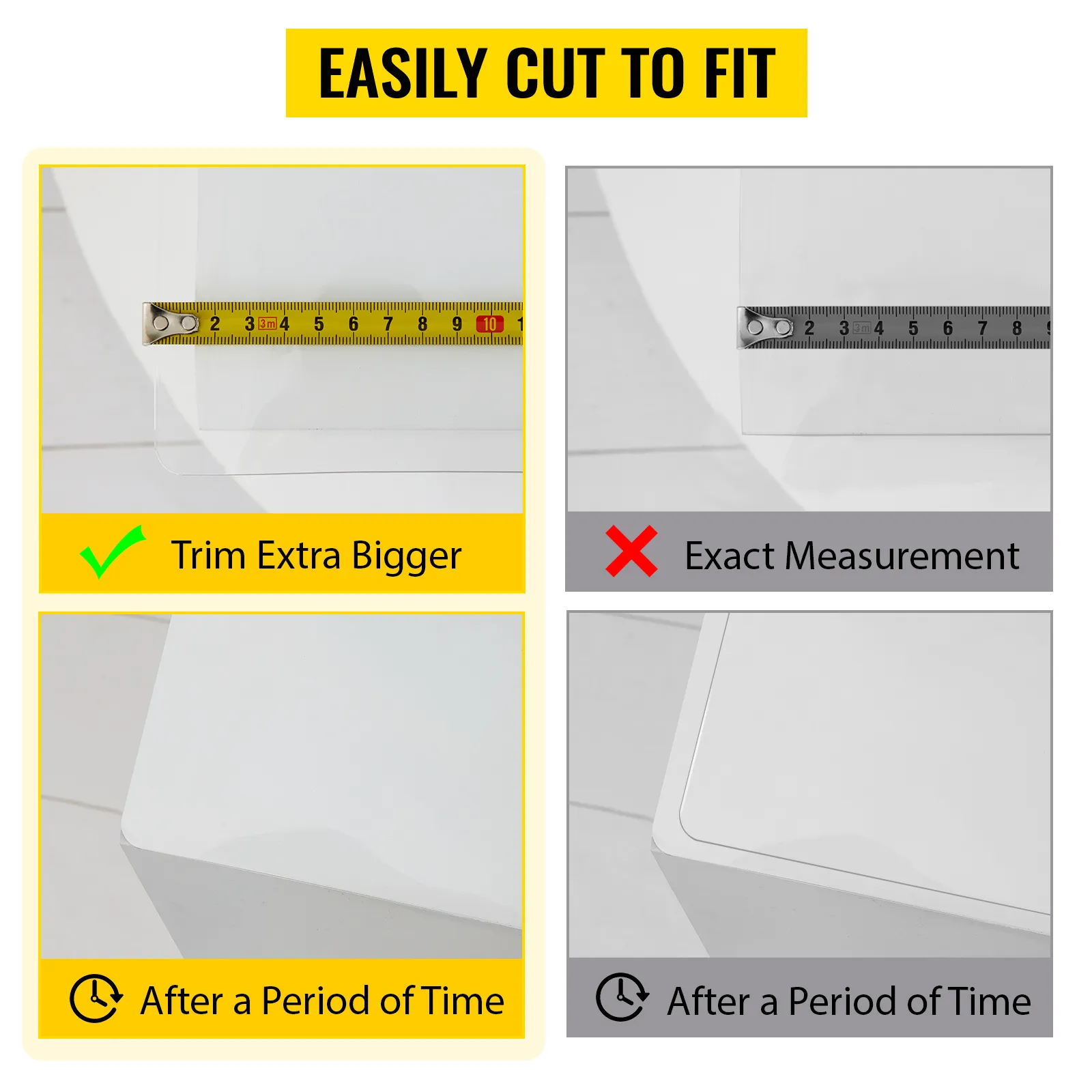 easily cut VEVOR plastic table cover with trim options for long-lasting fit and precise measurements.