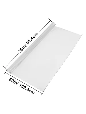 Mantel de plástico transparente VEVOR, dimensiones etiquetadas 36 pulgadas/91,4 cm por 60 pulgadas/152,4 cm, enrollado en un lado.