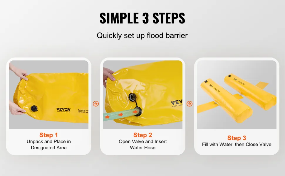 Estresen 6FT-4pack Water Barrier For Flooding, Water Activated