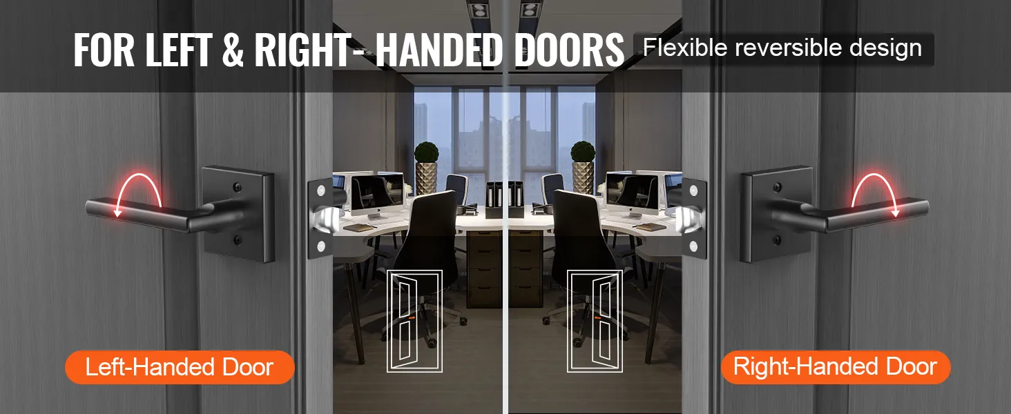 VEVOR passage door handle for left and right-handed doors with flexible reversible design.