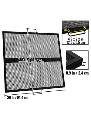 VEVOR-Feuerstellen-Grillrost mit Maschendraht, Maße 36 x 40 Zoll, Eckenstärke 0,9 Zoll.