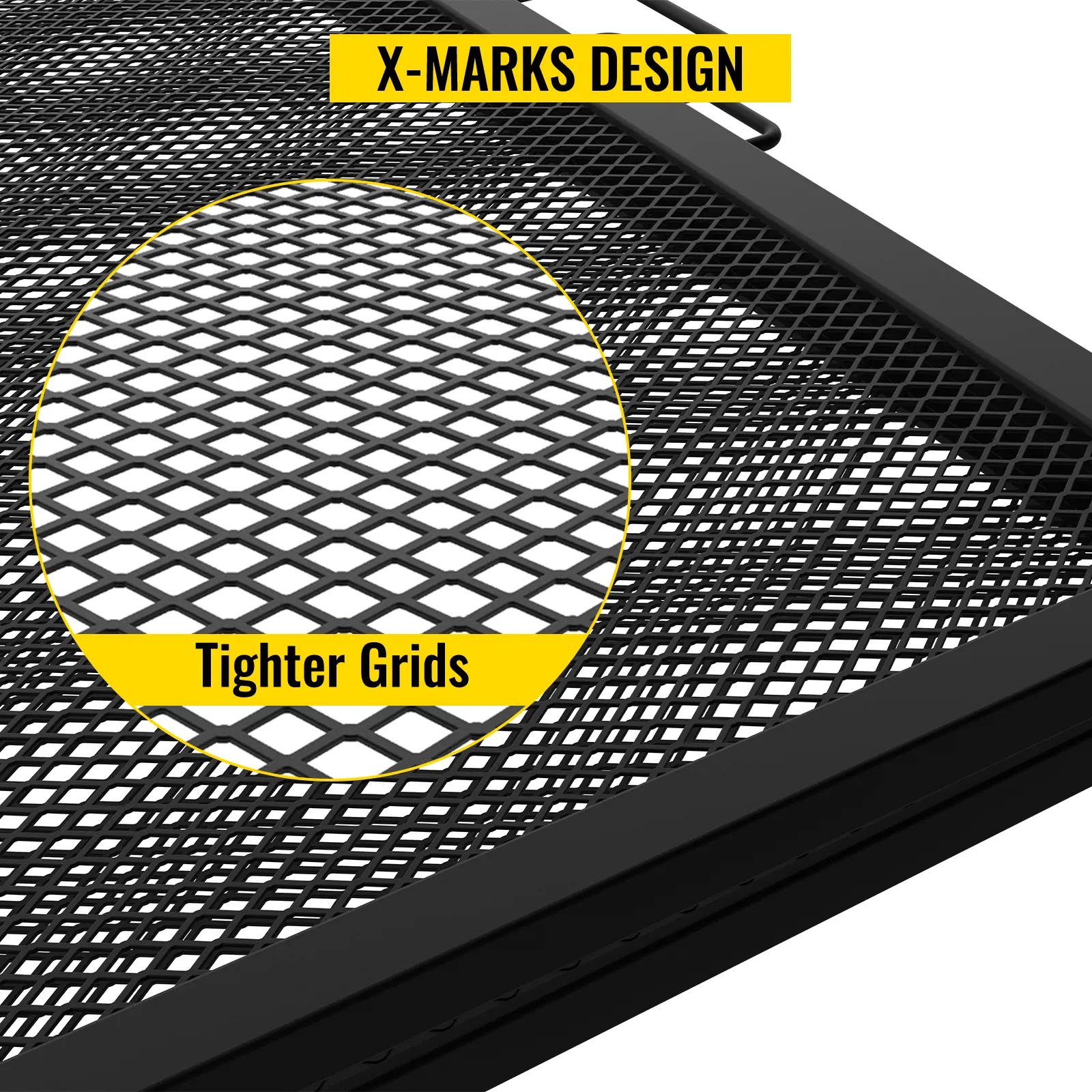 VEVOR-Grillrost für Feuerstellen mit X-Markierungs-Design für engere Gitter, das optimales Grillen und Sicherheit gewährleistet.