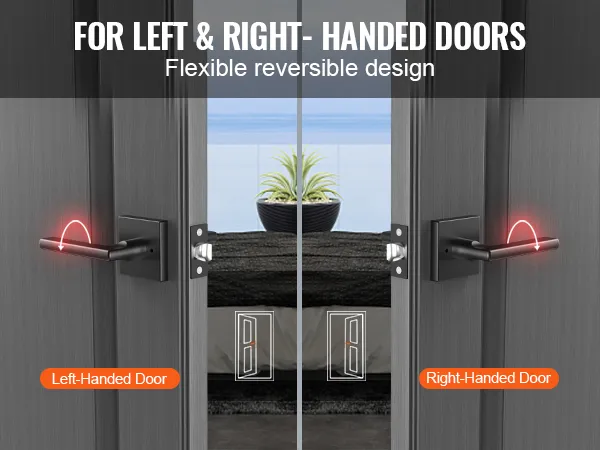 Para puertas de apertura izquierda y derecha, diseño flexible, manija de puerta de privacidad VEVOR, elegante acabado negro.