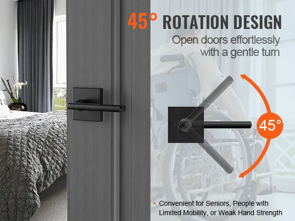 Manija de puerta de privacidad VEVOR con diseño de rotación de 45 grados para fácil acceso y comodidad.