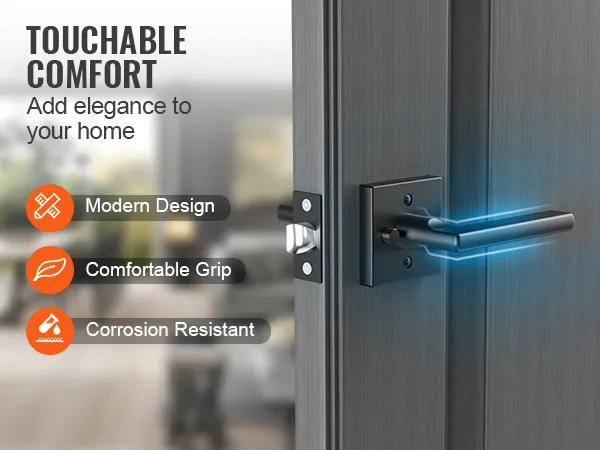 Manija de puerta de privacidad moderna VEVOR, negra, agarre cómodo, resistente a la corrosión. Mejora la decoración de tu hogar.