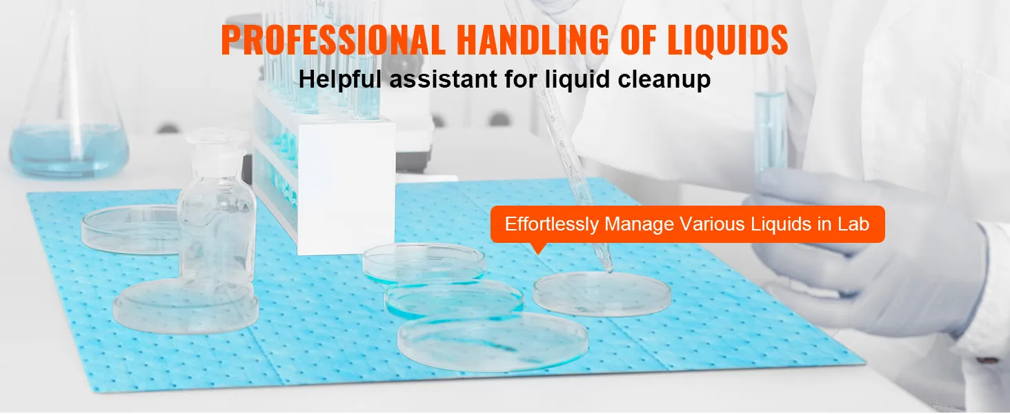 Laboreinrichtung mit VEVOR-Saugkissen zur effizienten Flüssigkeitsreinigung, insbesondere von Reagenzgläsern und Petrischalen.