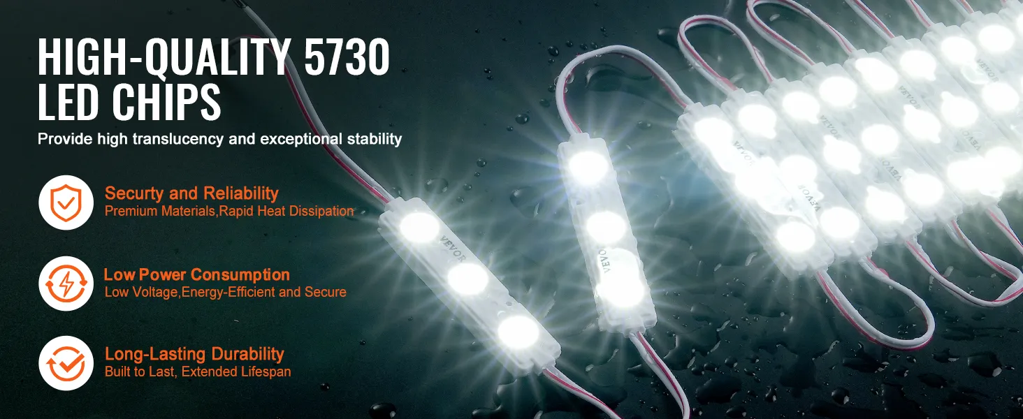 VEVOR led storefront lights with high-quality 5730 led chips; secure, low power, durable led modules