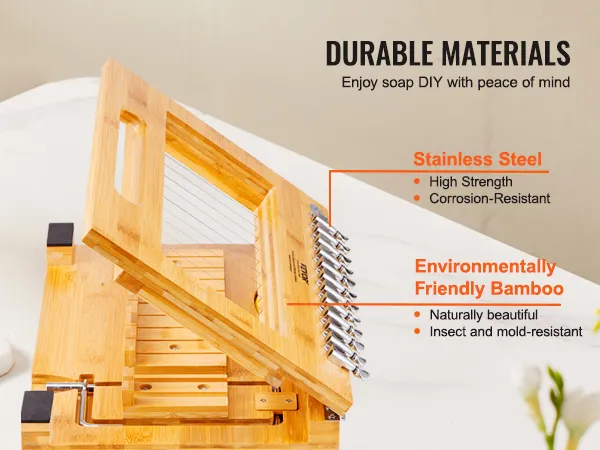 VEVOR soap cutter with stainless steel wire and bamboo frame, ideal for diy soap making.