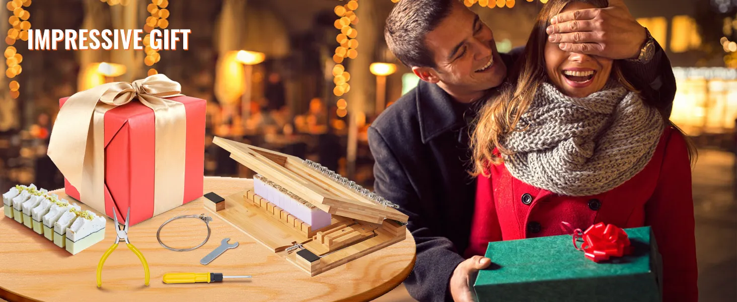 impressive gift with VEVOR soap cutter, wrapped presents, and soap-making tools against a festive backdrop.