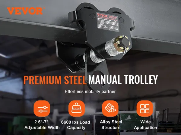 Carrello manuale VEVOR con struttura in acciaio di alta qualità, larghezza regolabile e capacità di carico di 6600 libbre.