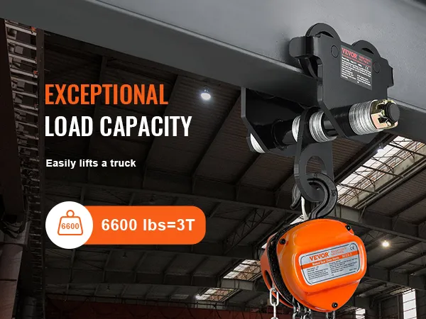 Carrello manuale VEVOR in un ambiente industriale con capacità di carico di 6600 libbre e componenti arancioni.